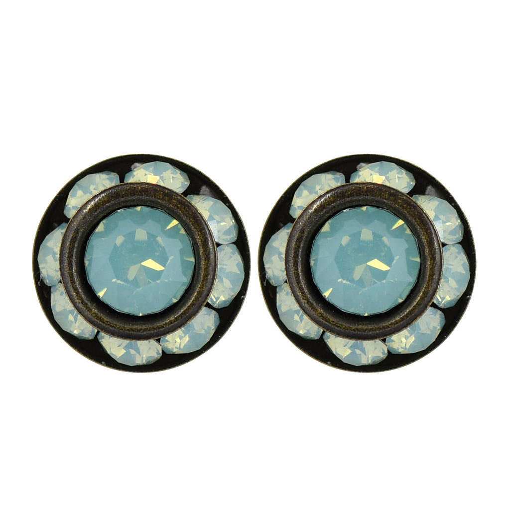 Clara Beau Round Green Crystal Stud Earrings