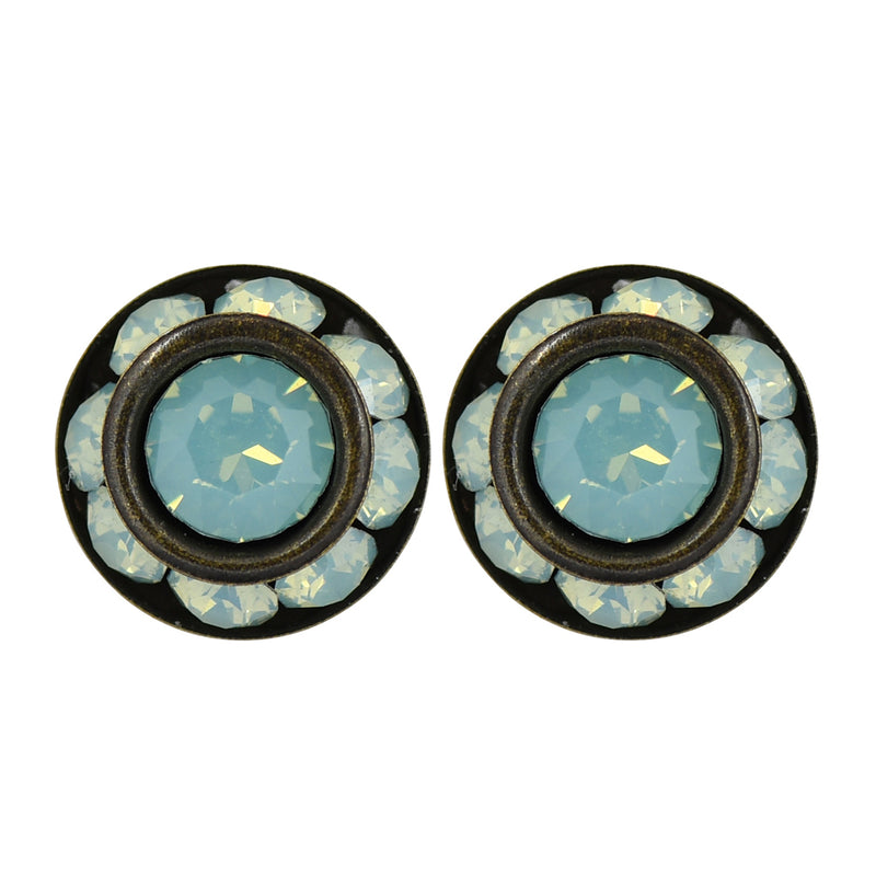 Clara Beau Round Green Crystal Stud Earrings