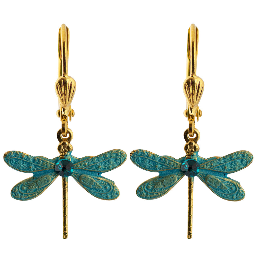 Gold dragonfly hot sale drop earrings