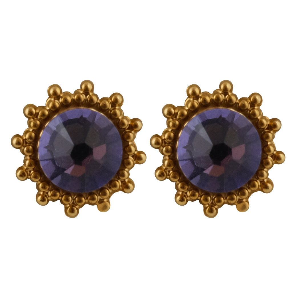Clara Beau Colorful Crystal Stud Earrings, Gold Plated