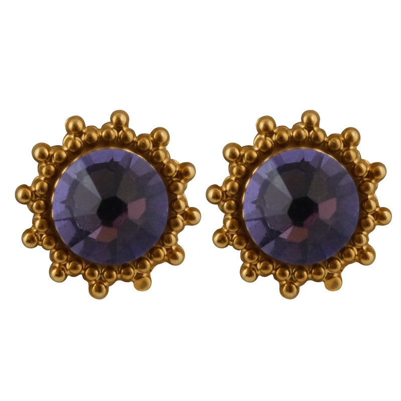 Clara Beau Colorful Crystal Stud Earrings, Gold Plated