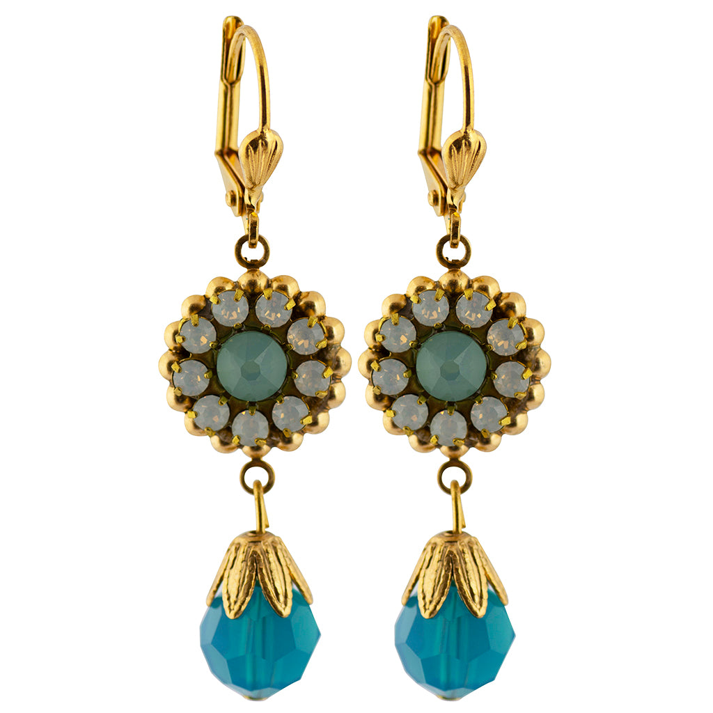 Clara Beau Ornate Crystal Drop Earrings, Gold Plated