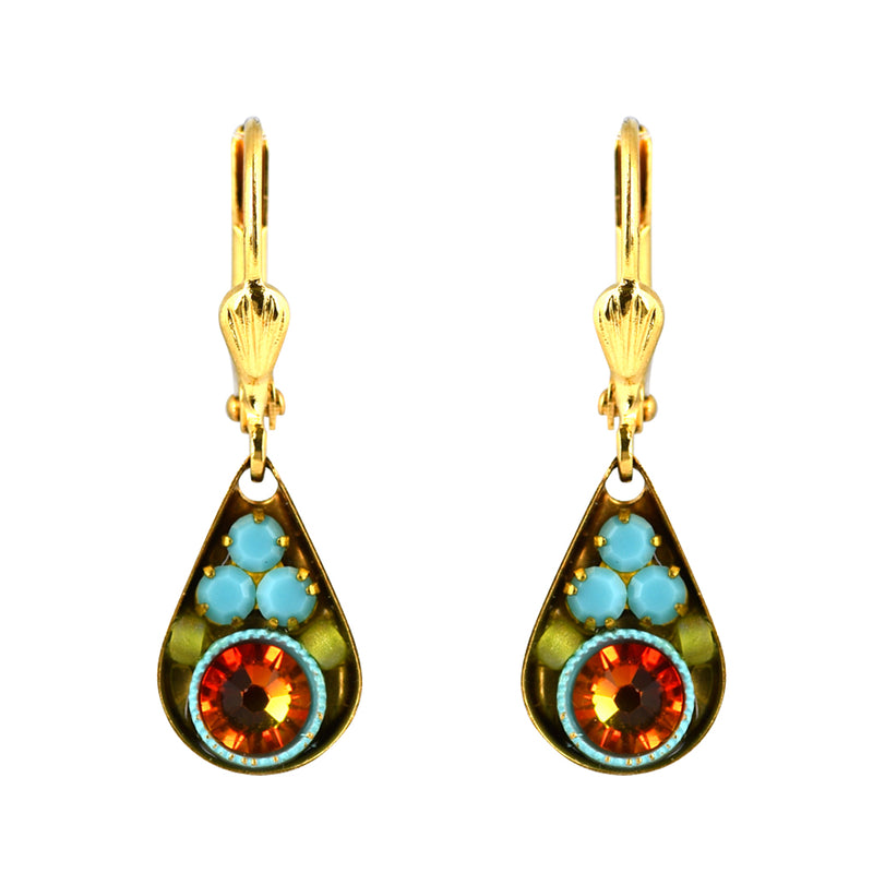 Clara Beau Jewelry Crystal Drop Earrings, Gold Plated Multicolor Dangle