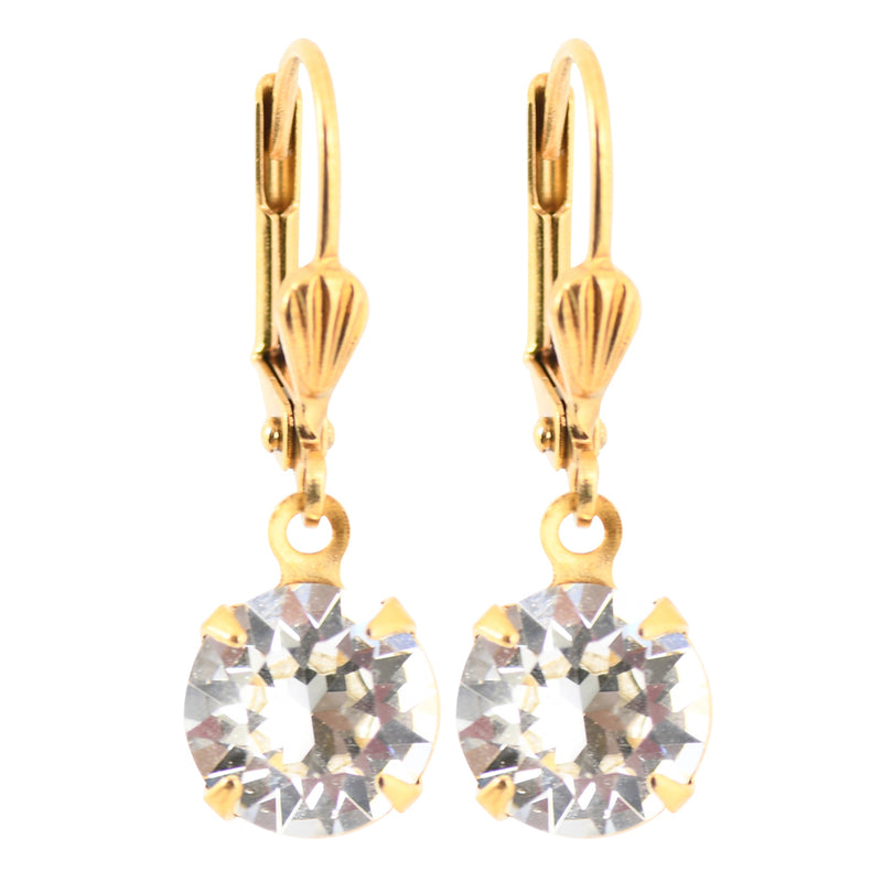Clara Beau Jewelry Crystal Round Earrings, Gold Plated Clear