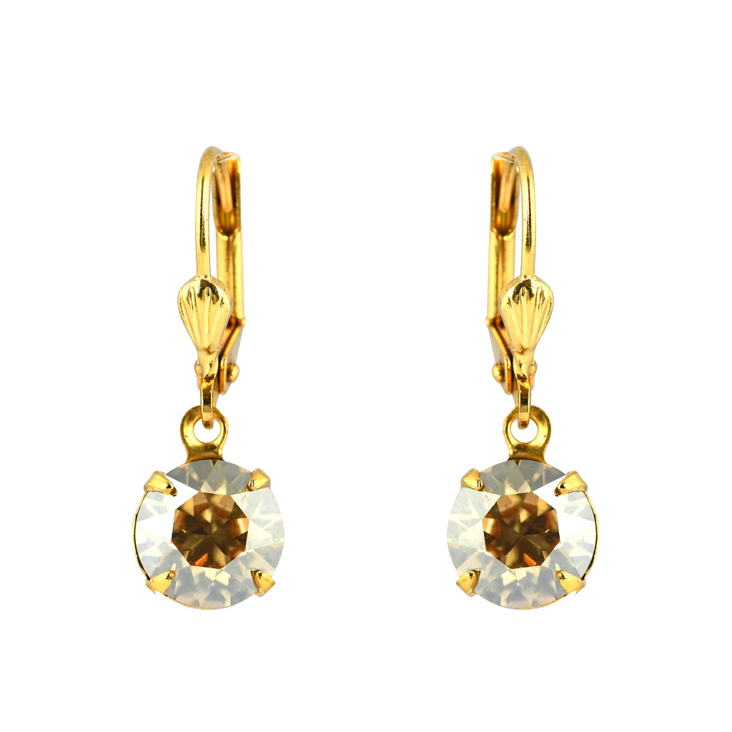 Clara Beau Jewelry Crystal Round Earrings, Gold Plated Goldenshade Dangle