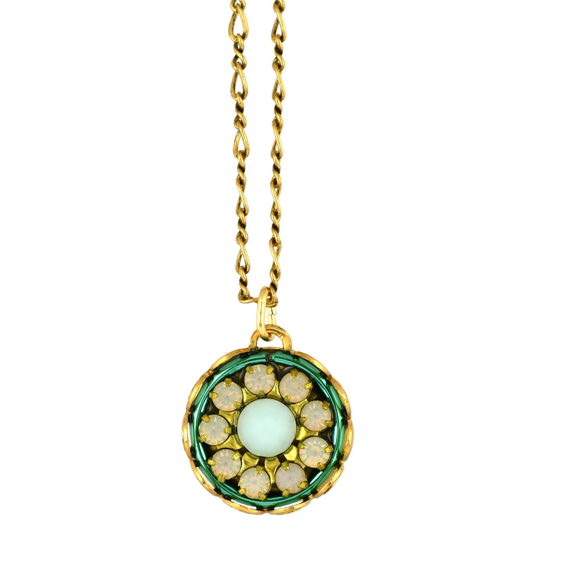 Clara Beau Jewelry Round Flower Necklace, Gold Plated Pendant