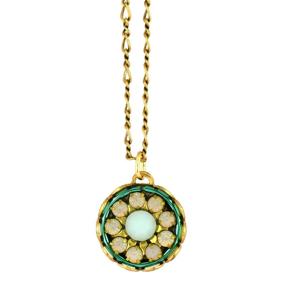 Clara Beau Jewelry Round Flower Necklace, Gold Plated Pendant
