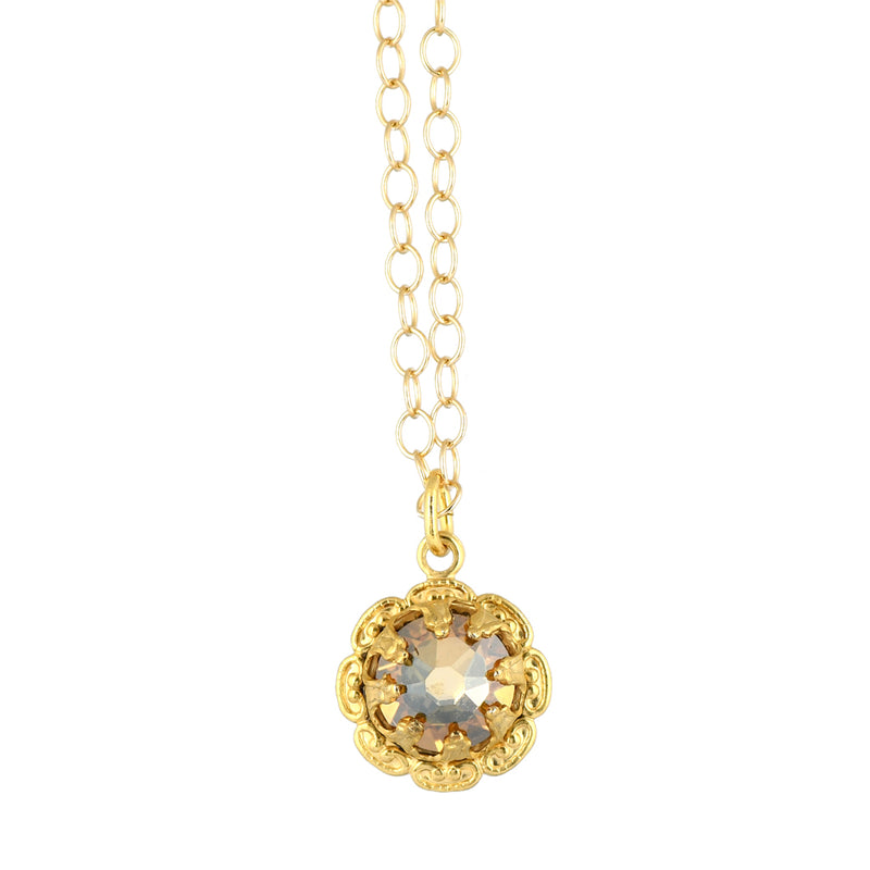 Clara Beau Jewelry Crystal Flower Necklace, Gold Plated Pendant