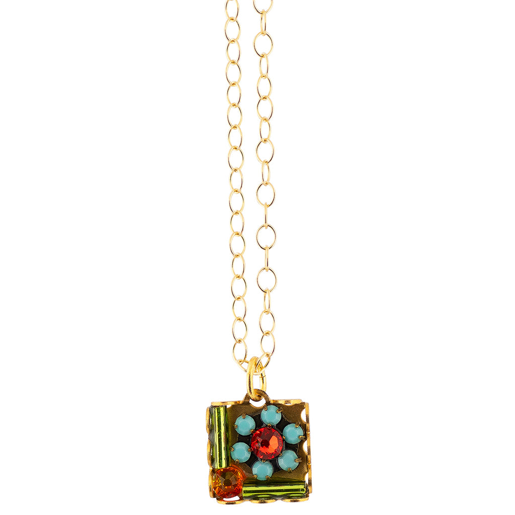 Clara Beau Square Crystal Pendant Necklace, Gold Plated