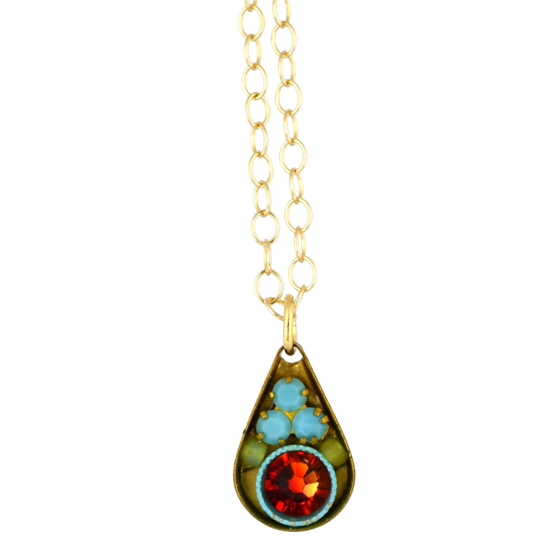 Clara Beau Jewelry Crystal Necklace, Gold Plated Multicolor Pendant