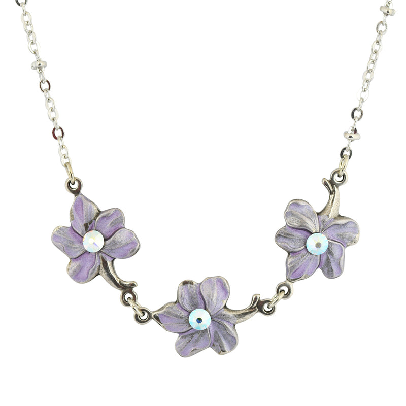 Clara Beau Flower Necklace, Silver Plated