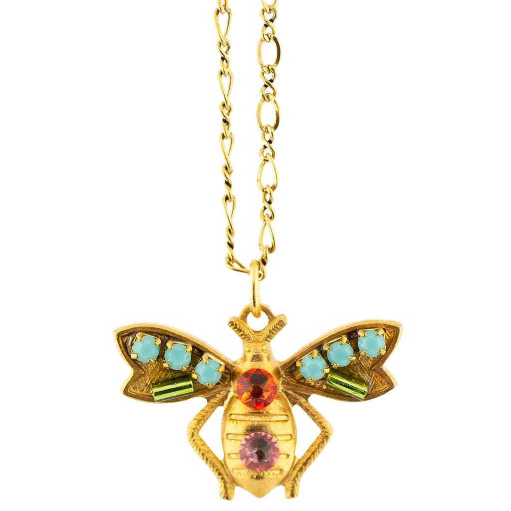 Clara Beau Crystal Bee Pendant Necklace, Silver Plated