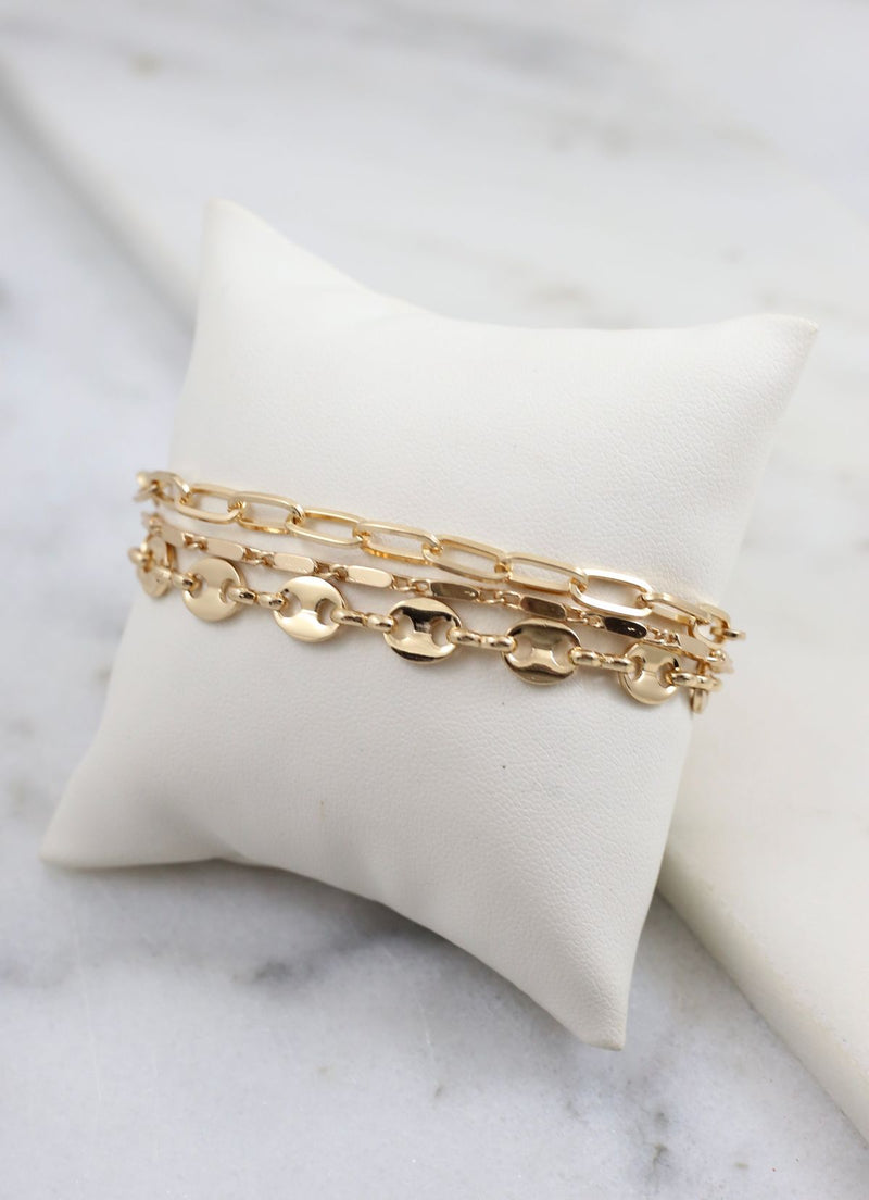 Austell Link Bracelet Set Gold