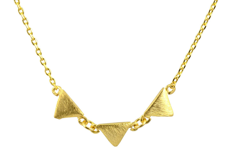 Enreverie 3 Horizontal Triangle Necklace, Gold Plated Pendant