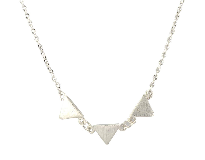 Enreverie 3 Horizontal Triangle Necklace, Silver Plated Pendant