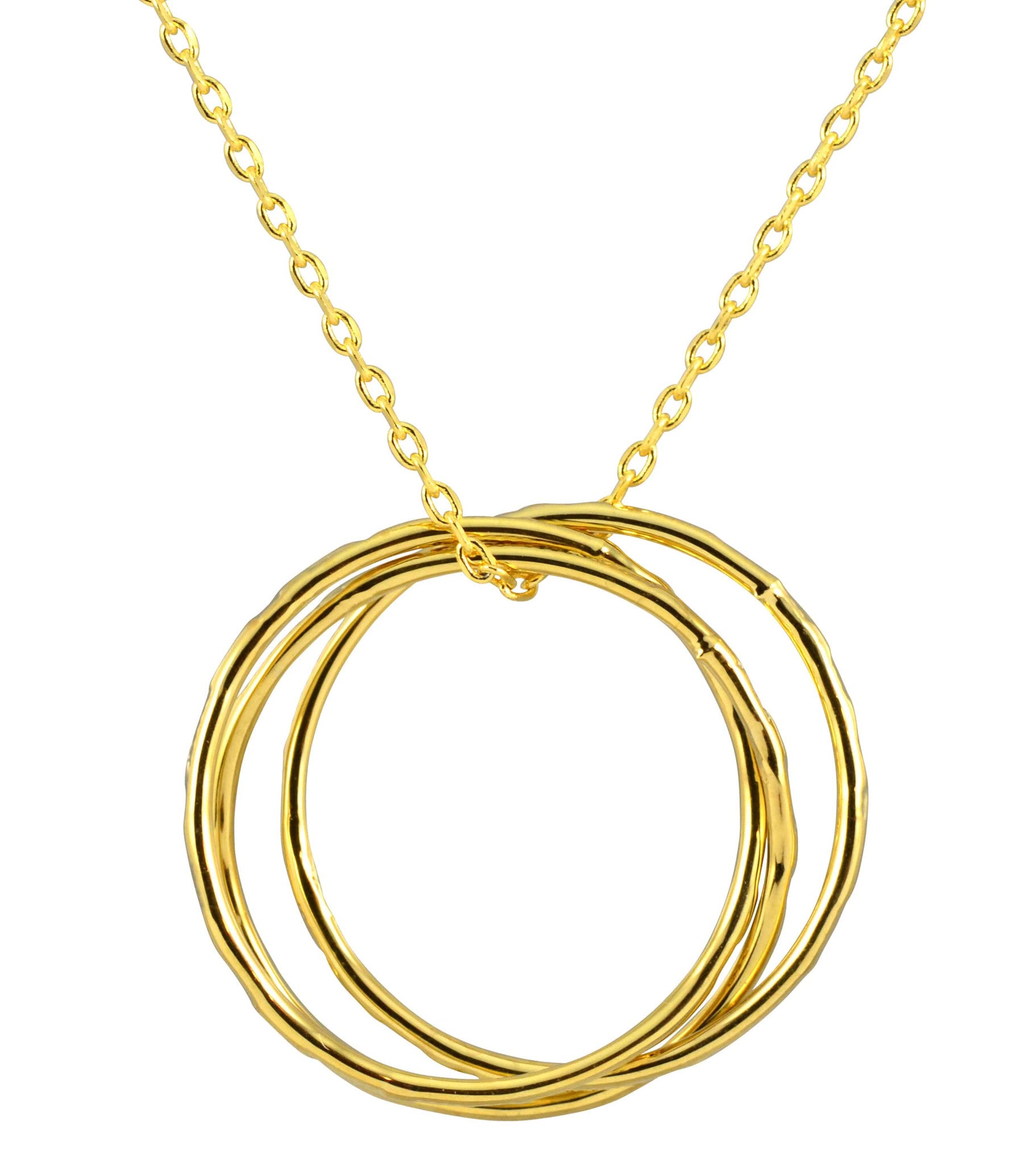 Enreverie 3 Karma O Interlocking Ring Necklace, Gold Plated Pendant