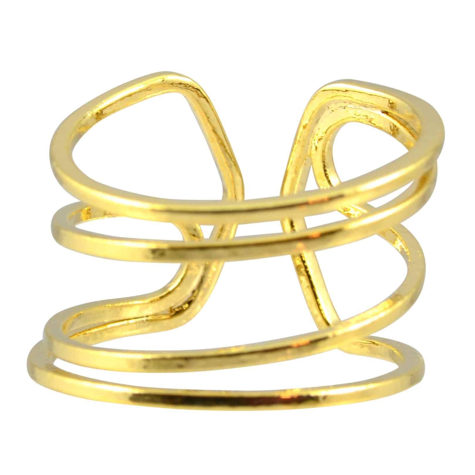 Enreverie 4 Lines Ring, Gold Plated Adjustable