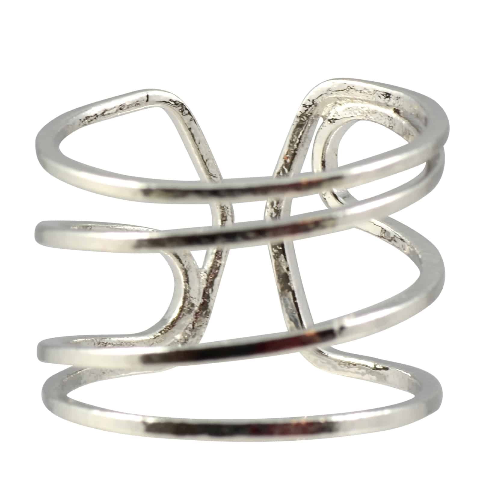 Enreverie 4 Lines Ring, Silver Plated Adjustable