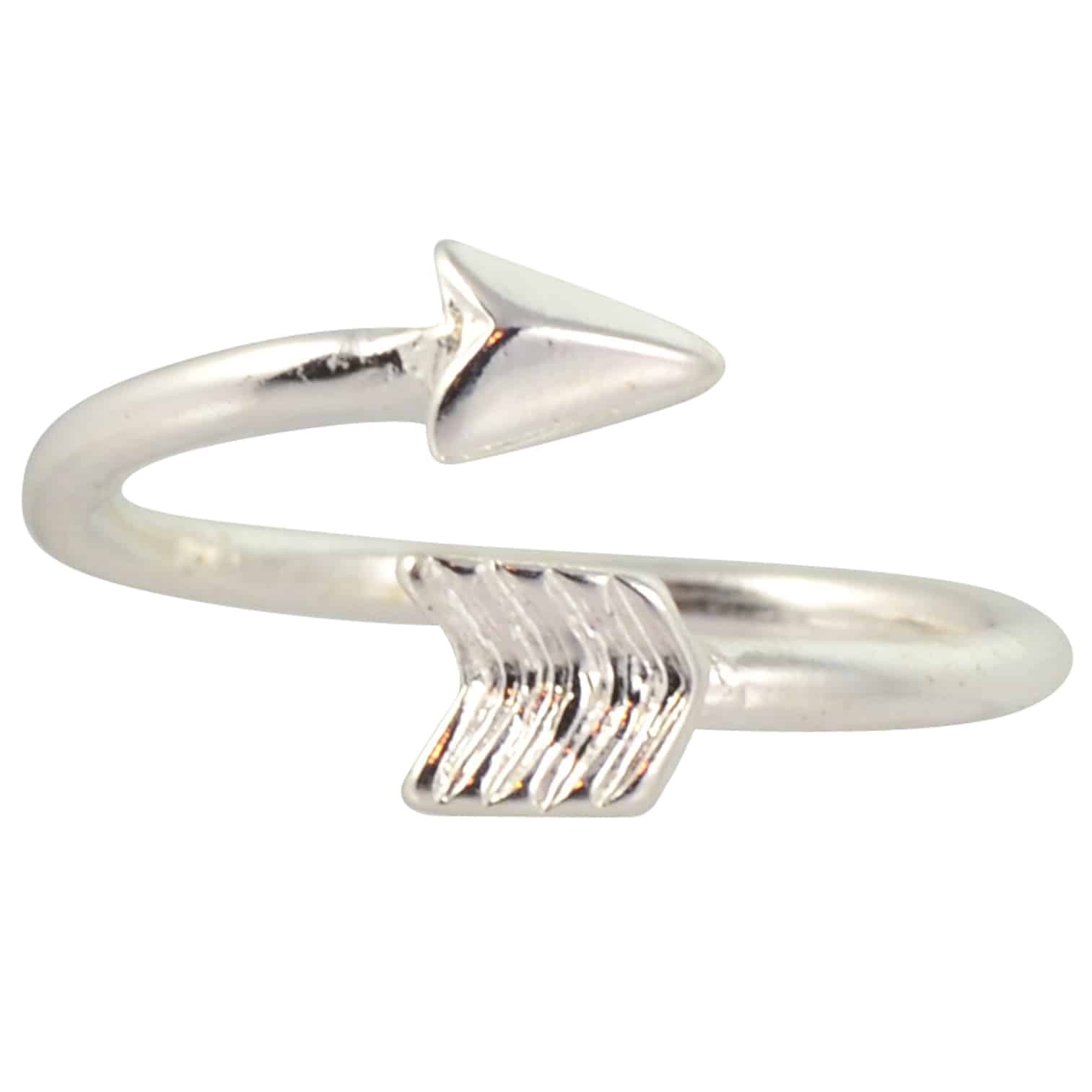 Enreverie Arrow Ring, Lightweight Silvertone Adjustable Ring