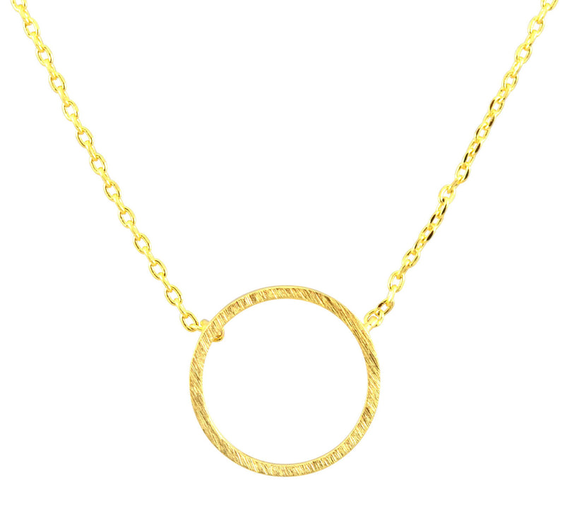Enreverie Circle Necklace, Gold Plated Pendant, 16
