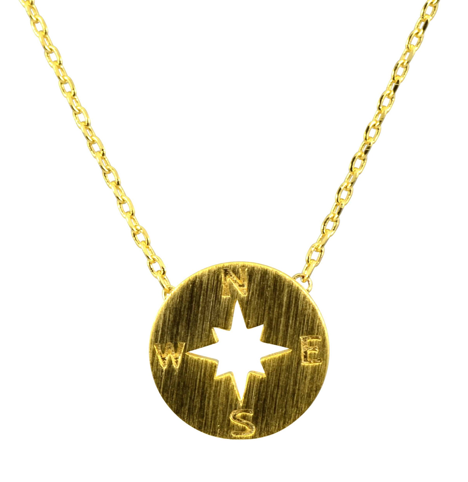 Enreverie Compass Necklace, Gold Plated Pendant