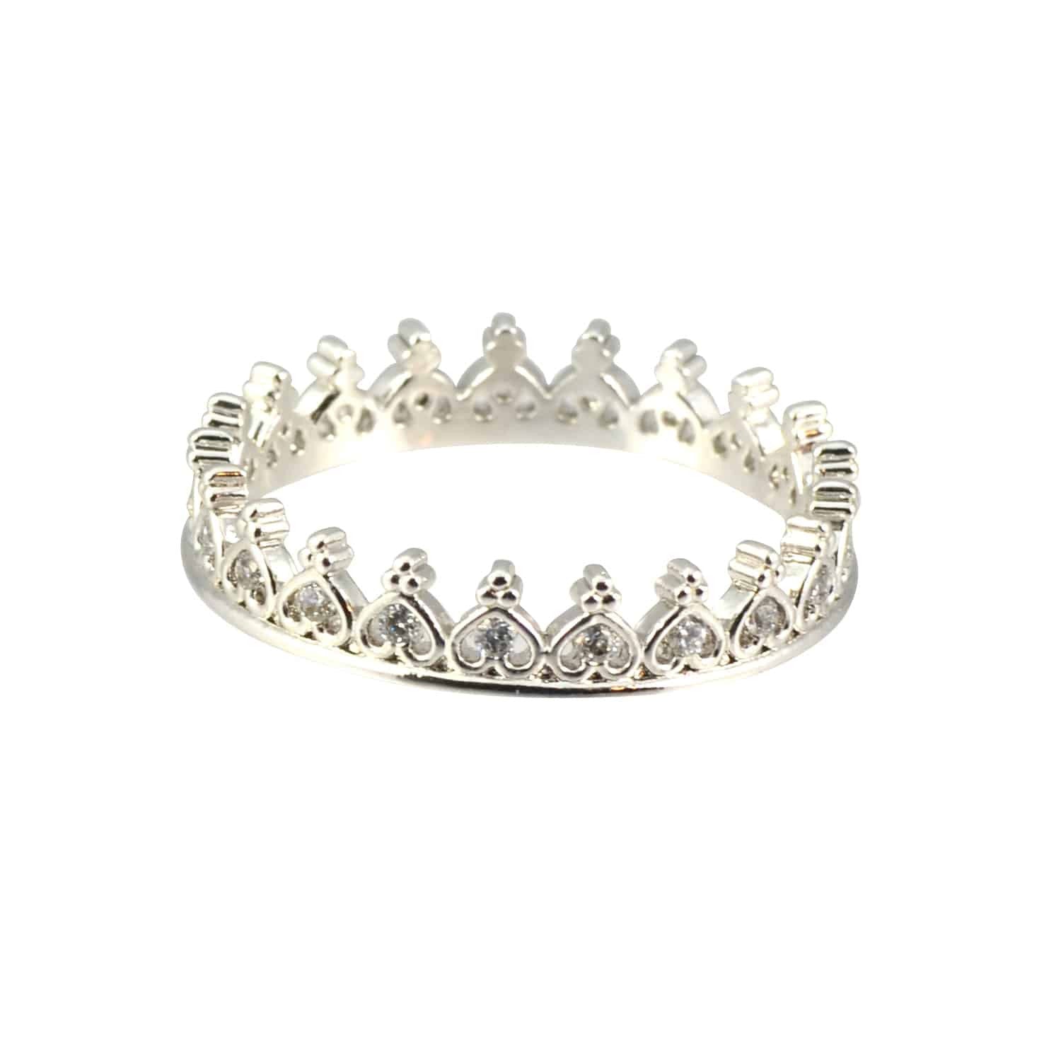 Enreverie Crown Ring, Silver Plated Size 6