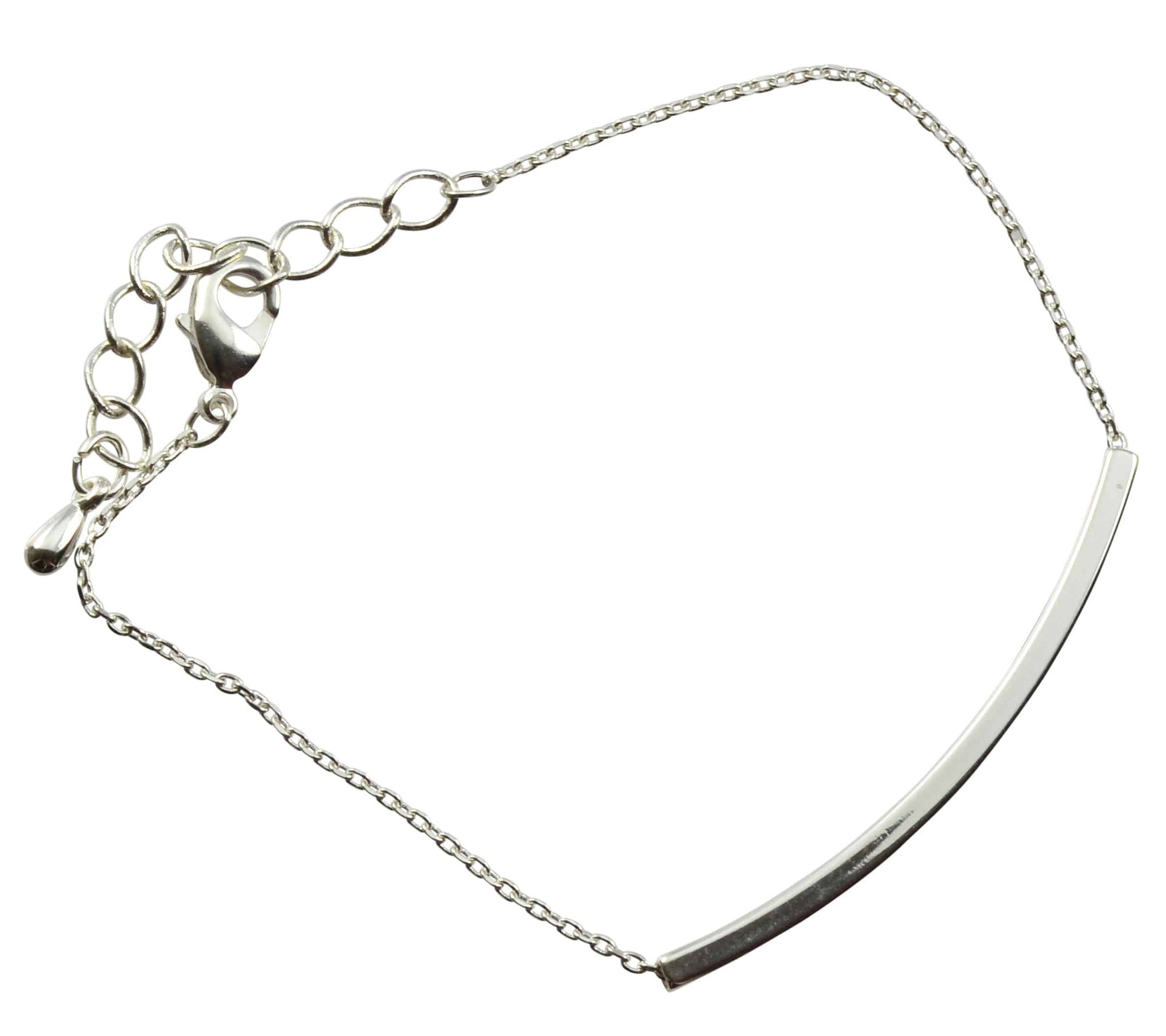 Enreverie Curved Bar Bracelet, Silver Plated
