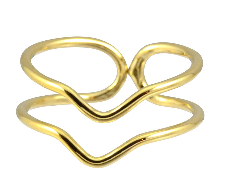 Enreverie Double Chevron Ring, Gold Plated Adjustable