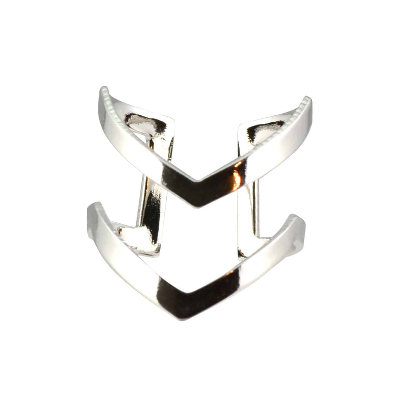 Enreverie Double Tall Chevron Ring, Silver Plated Adjustable