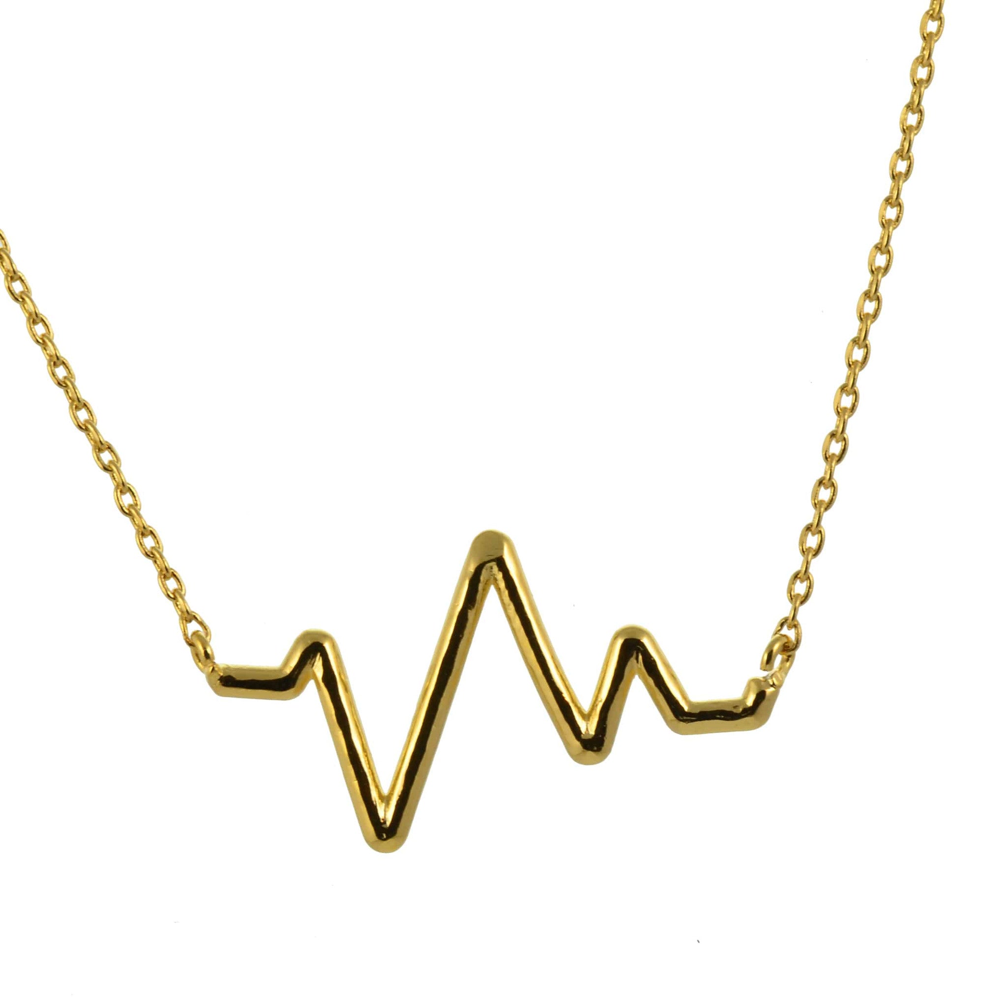 Enreverie ECG Heartbeat Necklace, Gold Plated Pendant
