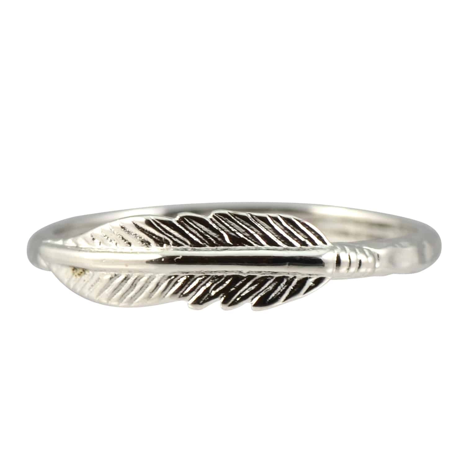 Enreverie Feather Midi/Knuckle Ring, Silver Plated Size 3