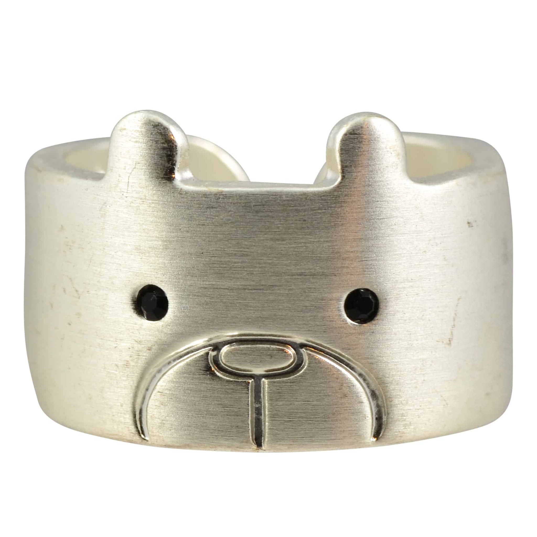 Enreverie Kawaii Bear Ring, Silver Plated Adjustable