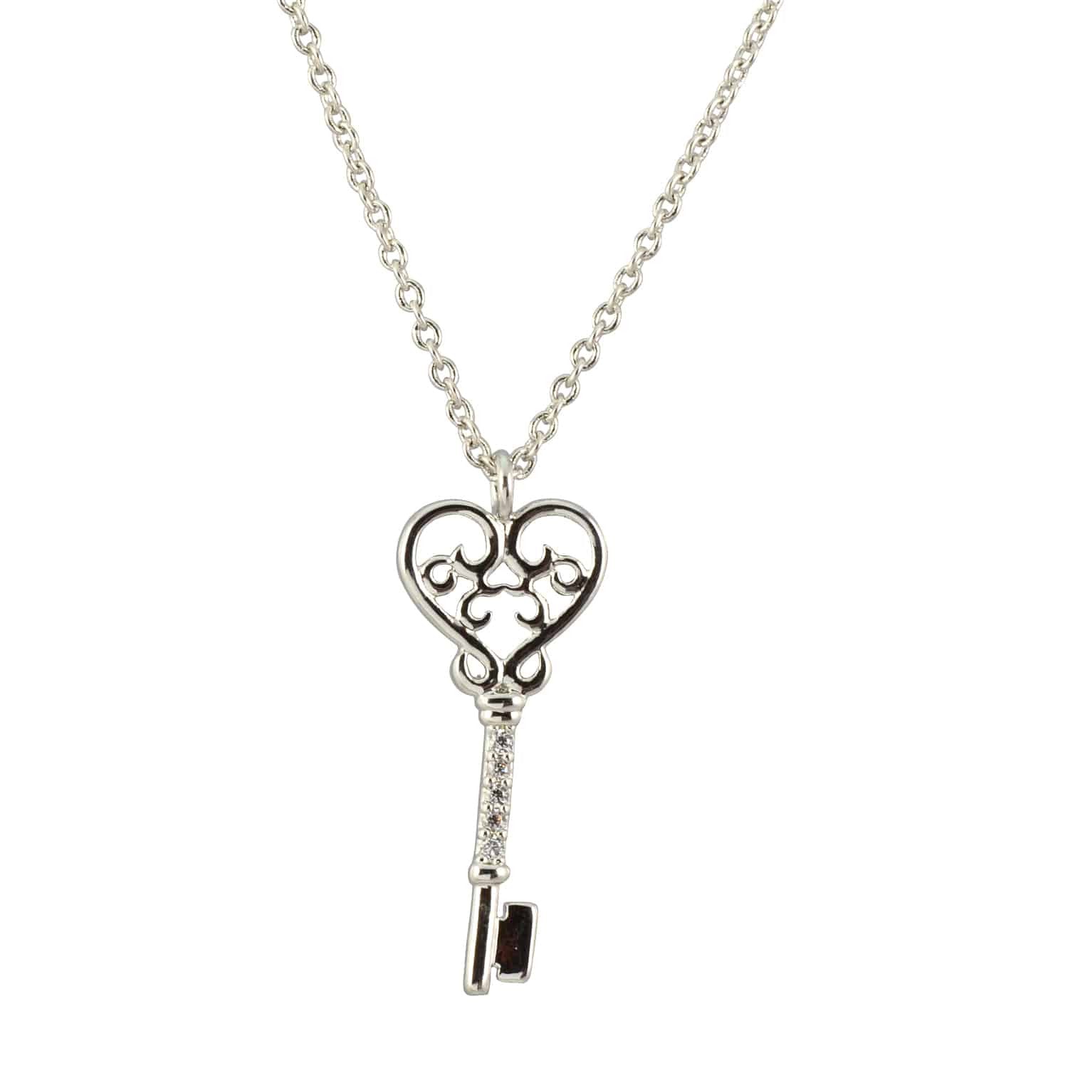 Enreverie Key Necklace, Silver Plated Pendant