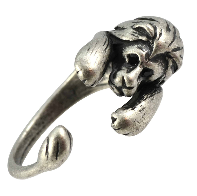 Enreverie Lion Wrap Ring, Antique Silver Plated Adjustable