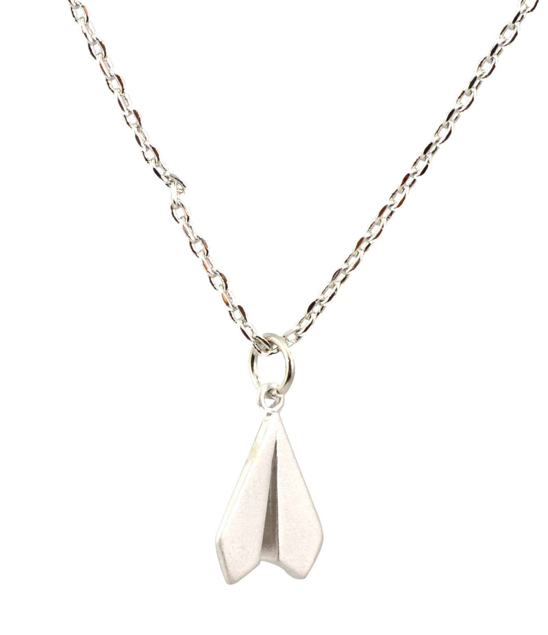 Enreverie Paper Airplane Necklace, Silver Plated Pendant