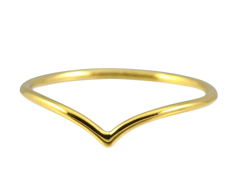 Enreverie Single Chevron Ring, Gold Plated Size 6