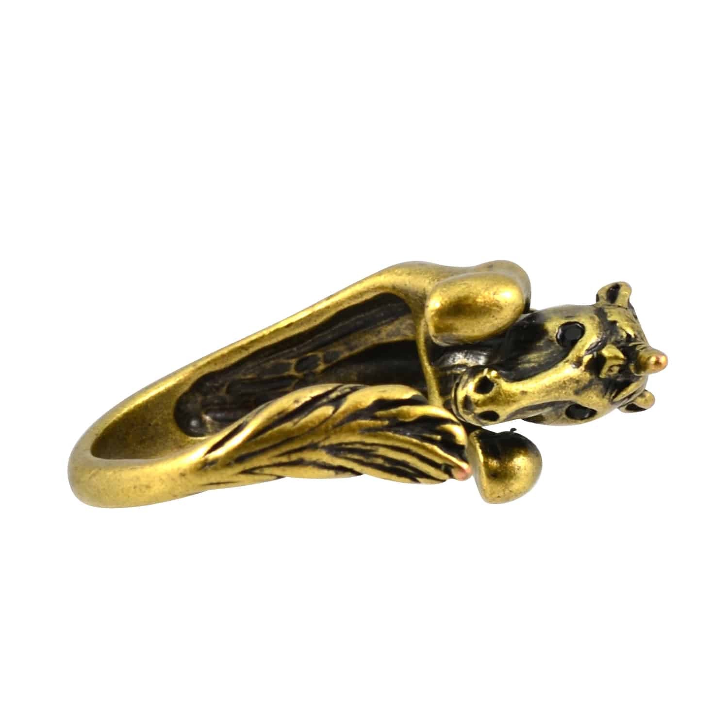 Enreverie Unicorn Wrap Ring, Antique Gold Plated Adjustable