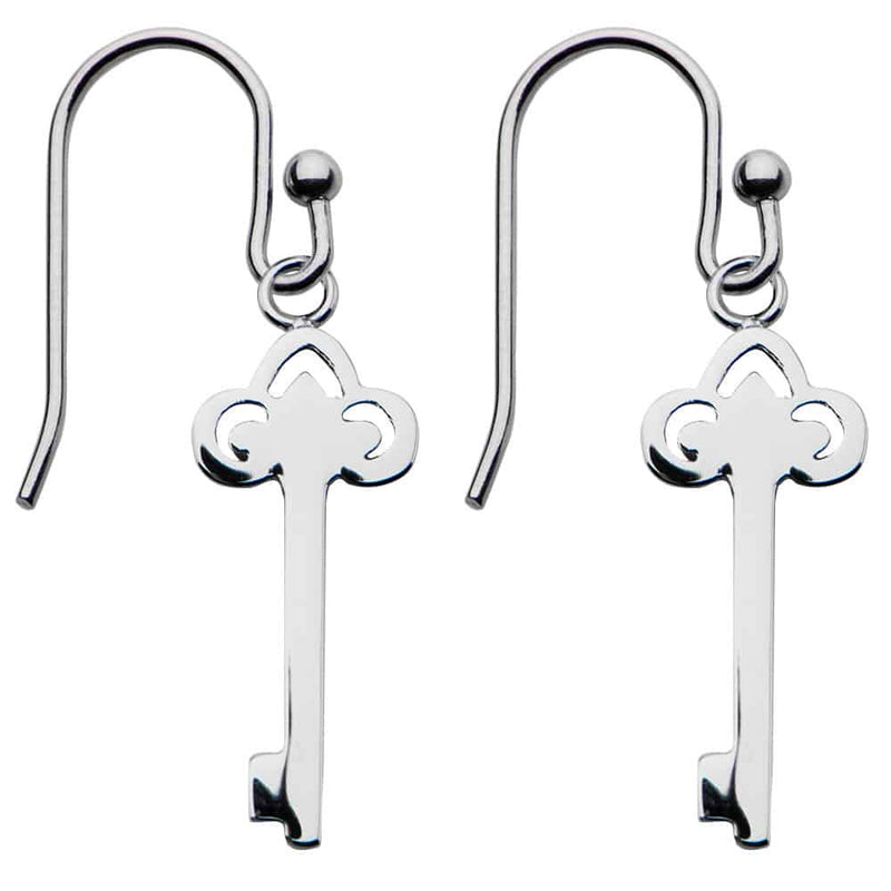 INOX 316L Stainless Steel Key Dangle Earrings