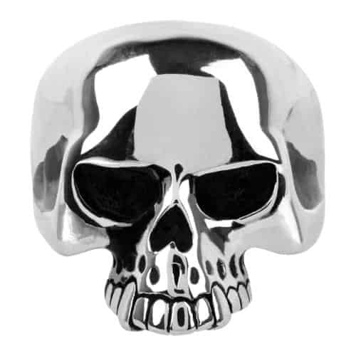 INOX Men's Stainless Steel Black Oxidized Skull Ring in Size 10