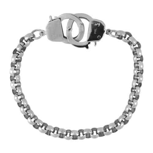 INOX Men's Stainless Steel Heavy Rolo Chain Bracelet With Handcuff Clasps