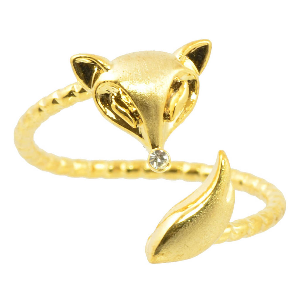 In Your Dreams Gold Plated Triangle Fox Adjustable Ring