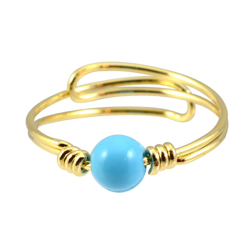 In Your Dreams Teal Ball Ring, Gold Plated Adjustable