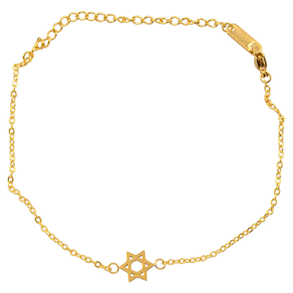 In Your Dreams Star of David Bracelet, Dainty Gold Plated Jewish Hebrew Link Bracelet