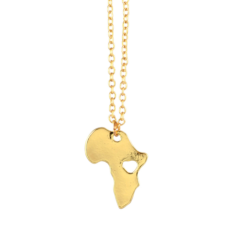 In Your Dreams Africa Heart Necklace, Dainty Gold Plated Continent Pendant