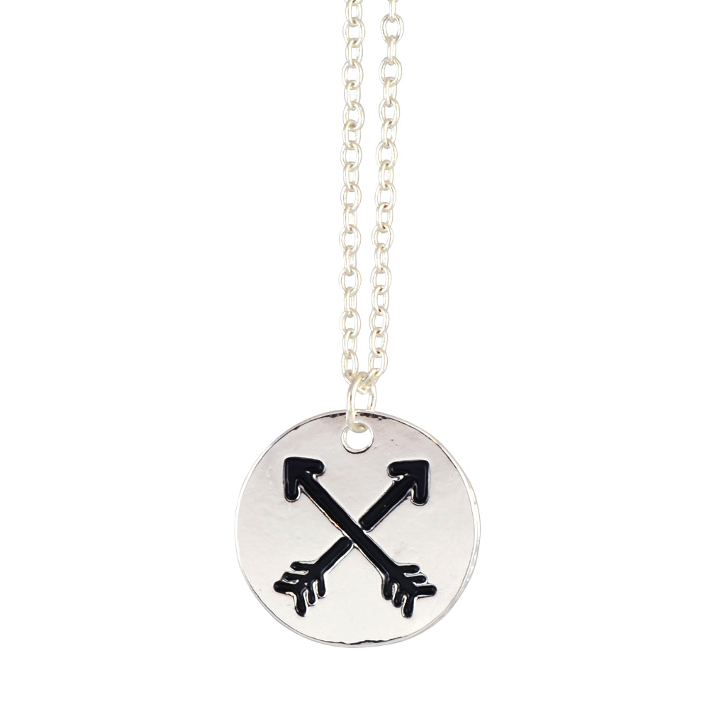 In Your Dreams Crossed Arrows Necklace, Dainty Silver Plated Pendant