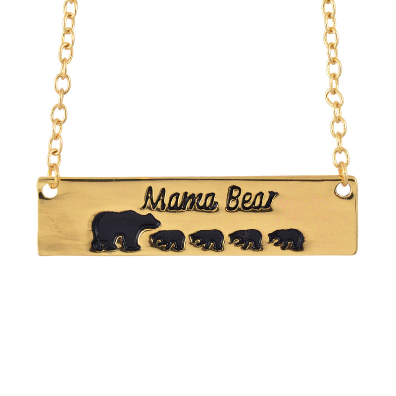In Your Dreams Mama Bear 3 Cub Necklace, Dainty Gold Plated Pendant
