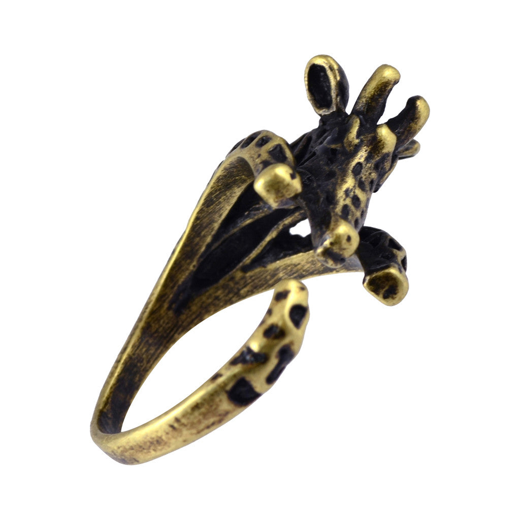 In Your Dreams Spotted Giraffe Wrap Ring, Dainty Polished African Animal, Adjustable Band