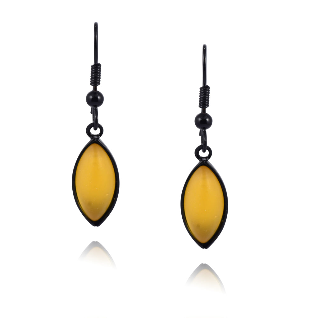 Kristina Collection Navette Dangle Earrings, Czech Glass on Black Memory Wire