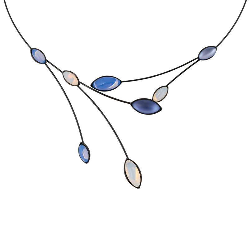 Kristina Collection Crystal Wire Leaves Necklace