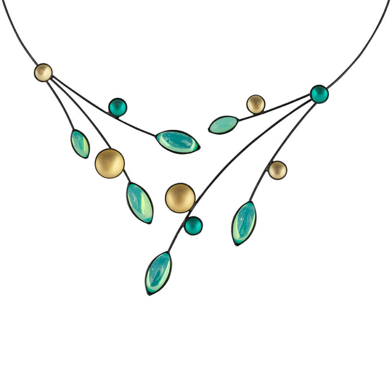Kristina Collection Crystal Wire Leaves Necklace